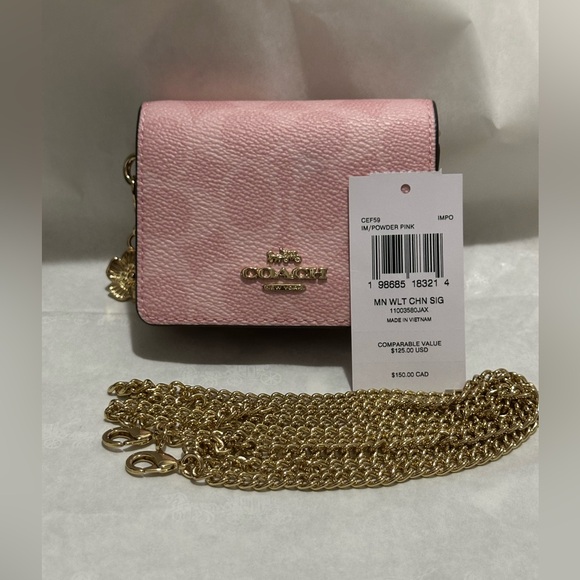 Coach Handbags - 🌸🌸 Coach Mini Wallet On A Chain In Signature Canvas With Charms NWT